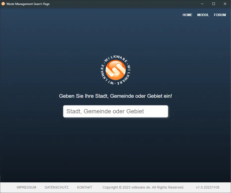 Waste Management Search Page