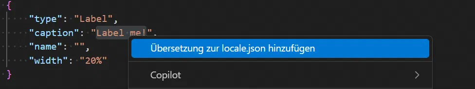 Kontextmenü mit dem Befehl für Übersetzungen