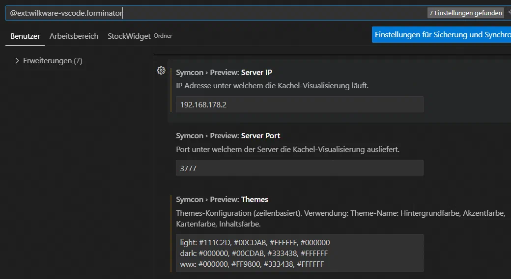 Einstellungen für die Live-Vorschau